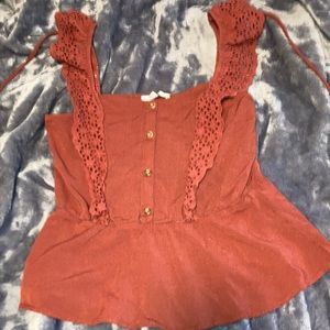 Burt Orange Peplum Top
